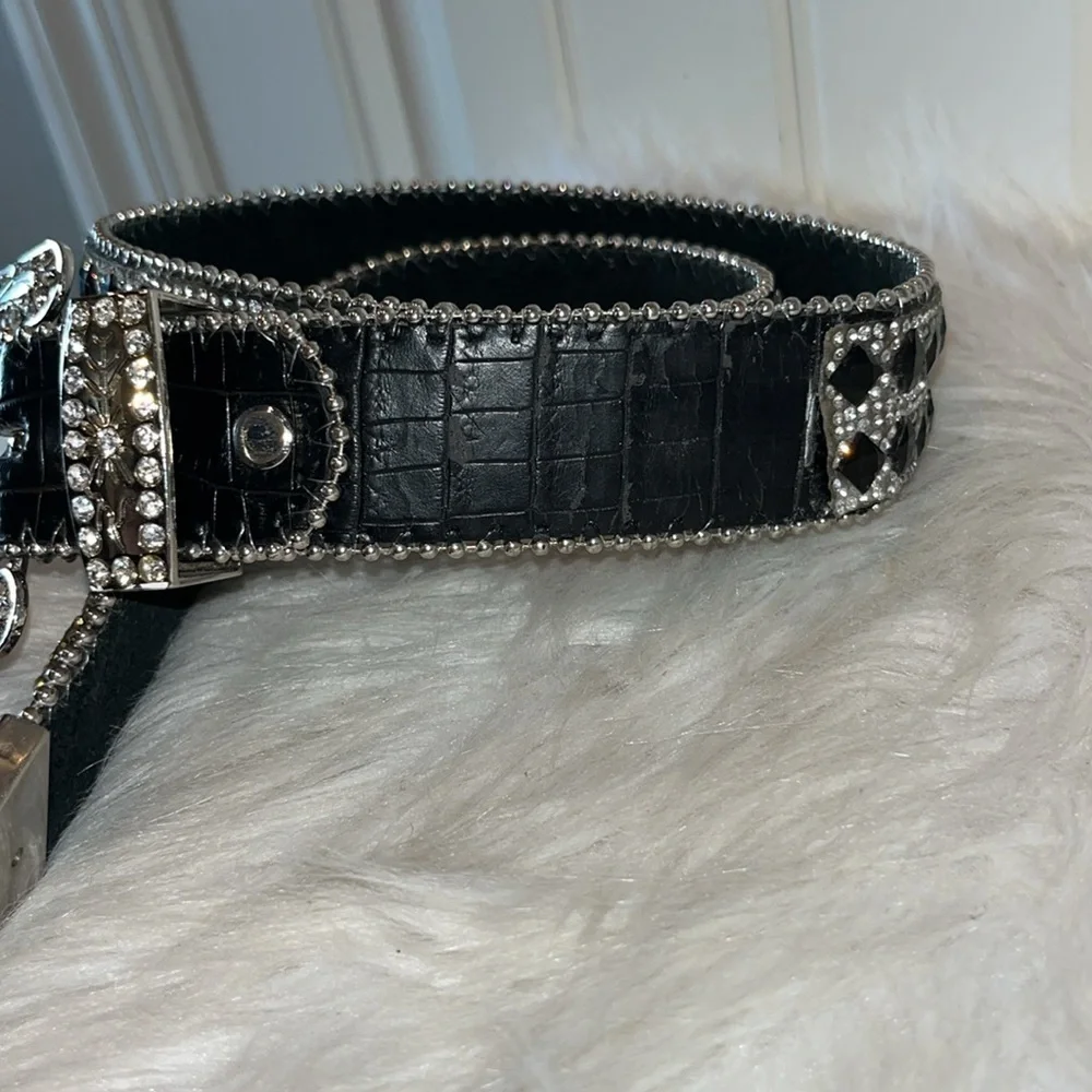 Bling embellished sparkly statement leather western cowgirl belt S/M